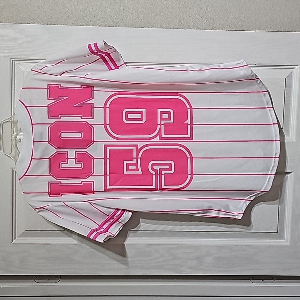 "NEW" Barbie Icon 59 Pink Pinstriped Jersey Women's - Picture 2 of 2